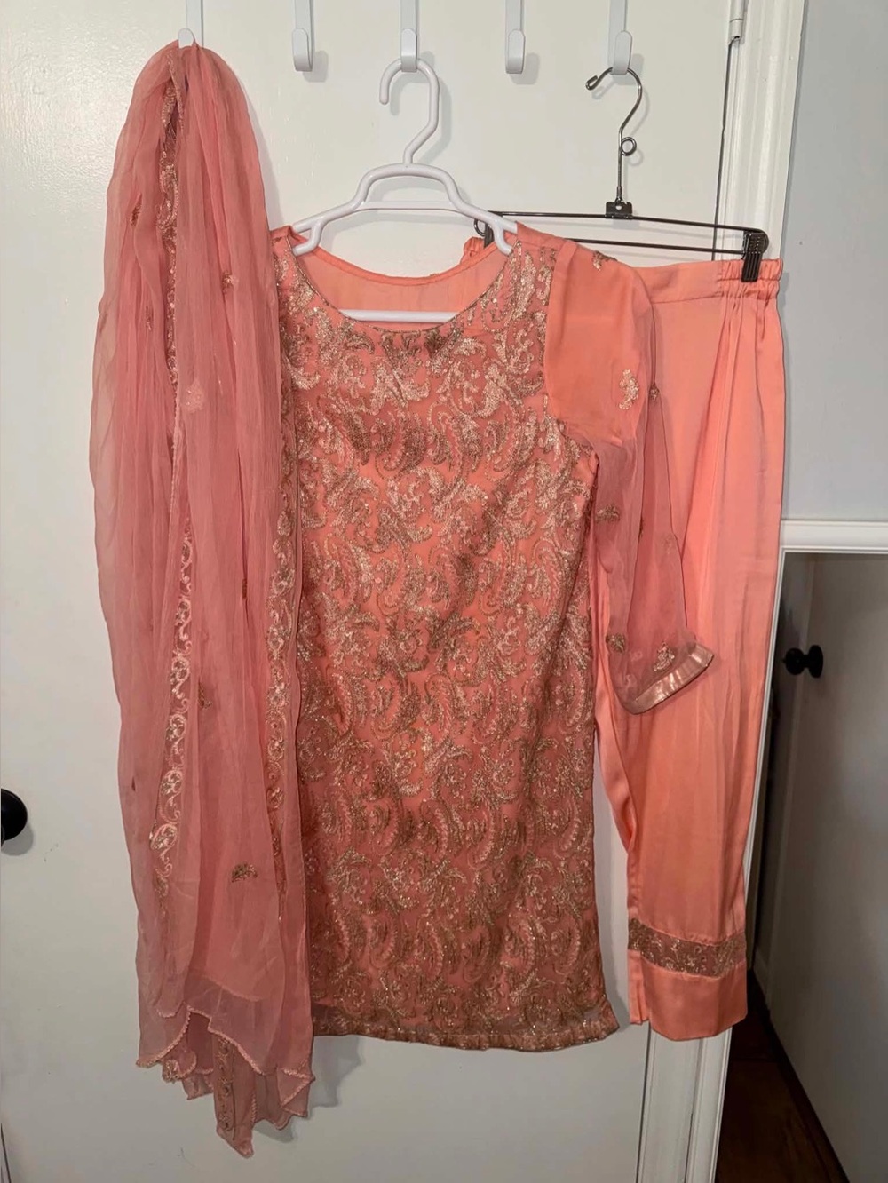Embroidered Peach Traditional Salwar Kameez Set with Dupatta